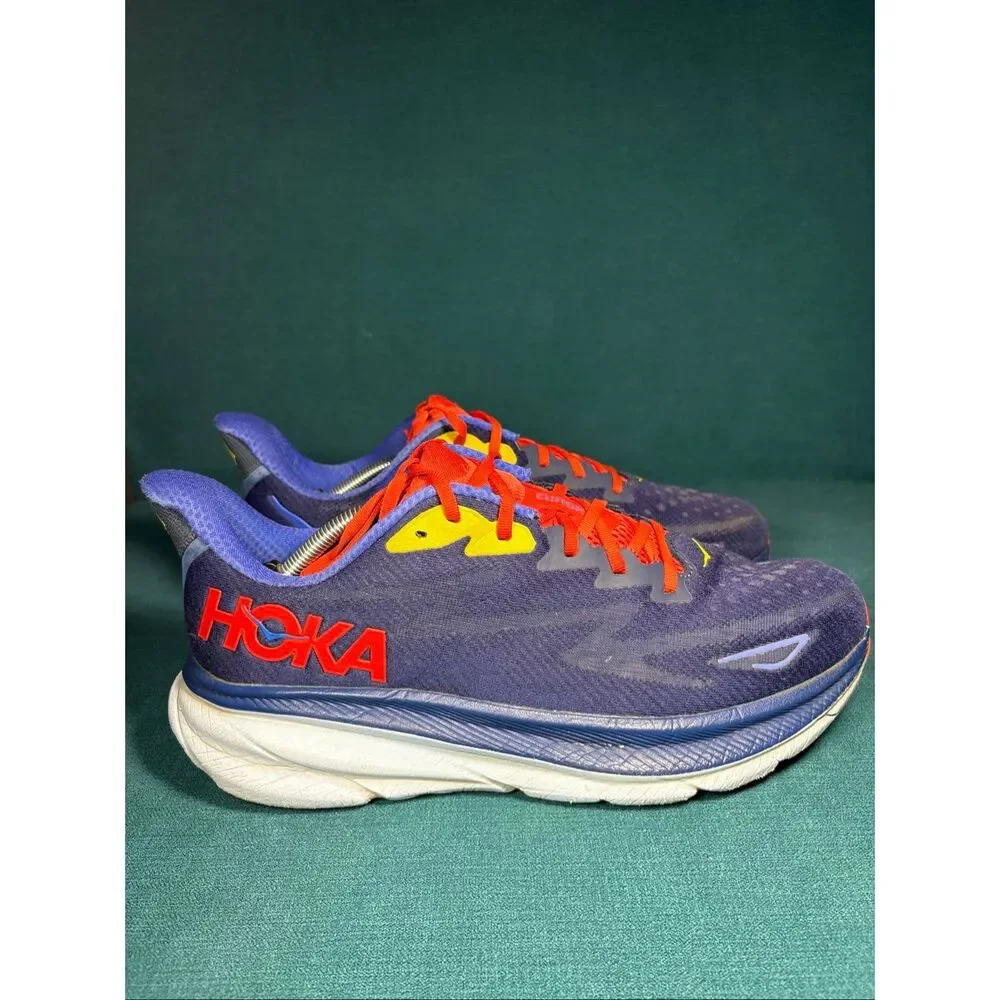 Hoka Clifton 9 Blue Orange Yellow Men's Running Shoes Size 13 D 1127895-BBDGB